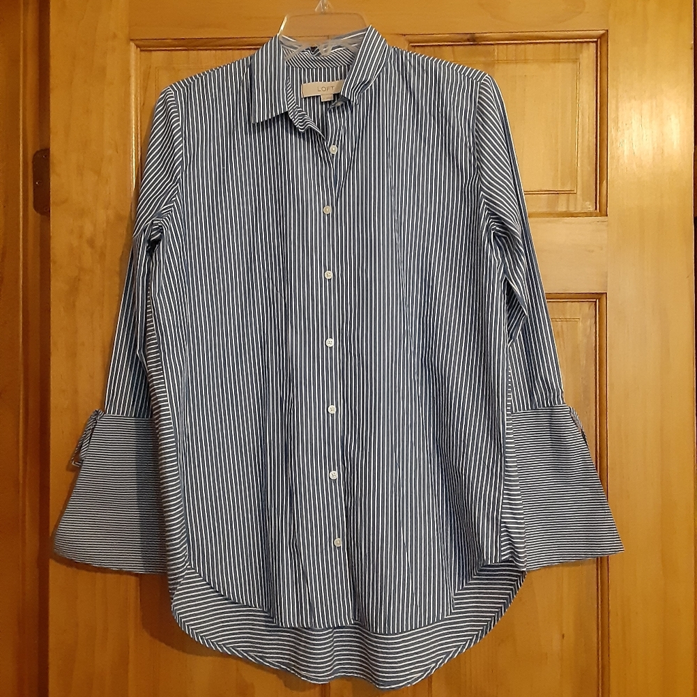Loft blouse with bell sleeves size M